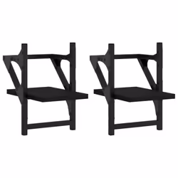 vidaXL Wall Shelves with Bars Floating Wall Rack Wall Mounted Shelf 2 pcs - black, 20 x 25 x 30 cm