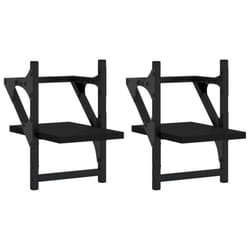 vidaXL Wall Shelves with Bars Floating Wall Rack Wall Mounted Shelf 2 pcs - black, 20 x 25 x 30 cm