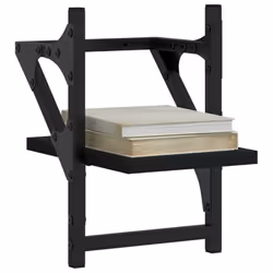 vidaXL Wall Shelves with Bars Floating Wall Rack Wall Mounted Shelf 2 pcs - black, 20 x 25 x 30 cm