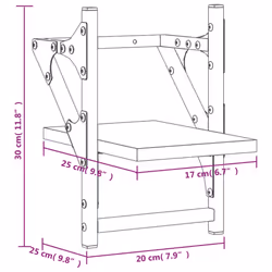 vidaXL Wall Shelves with Bars Floating Wall Rack Wall Mounted Shelf 2 pcs - black, 20 x 25 x 30 cm