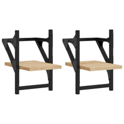 vidaXL Wall Shelves with Bars Floating Wall Rack Wall Mounted Shelf 2 pcs - sonoma oak, 20 x 25 x 30 cm