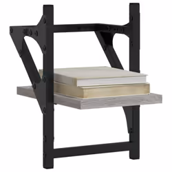 vidaXL Wall Shelves with Bars Floating Wall Rack Wall Mounted Shelf 2 pcs - grey sonoma, 20 x 25 x 30 cm