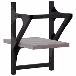 vidaXL Wall Shelves with Bars Floating Wall Rack Wall Mounted Shelf 2 pcs - grey sonoma, 20 x 25 x 30 cm - Additional view 6