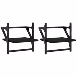 vidaXL Wall Shelves with Bars Floating Wall Rack Wall Mounted Shelf 2 pcs - black