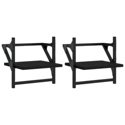 vidaXL Wall Shelves with Bars Floating Wall Rack Wall Mounted Shelf 2 pcs - black