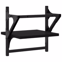 vidaXL Wall Shelves with Bars Floating Wall Rack Wall Mounted Shelf 2 pcs - black - Additional view 6
