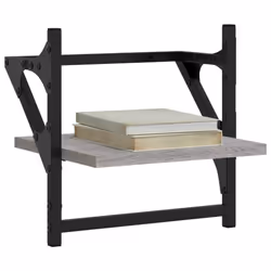 vidaXL Wall Shelves with Bars Floating Wall Rack Wall Mounted Shelf 2 pcs - grey sonoma