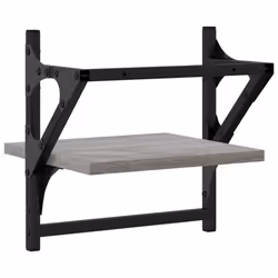 vidaXL Wall Shelves with Bars Floating Wall Rack Wall Mounted Shelf 2 pcs - grey sonoma - Additional view 6