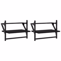 vidaXL Wall Shelves with Bars Floating Wall Rack Wall Mounted Shelf 2 pcs - black, 40 x 25 x 30 cm