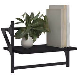 vidaXL Wall Shelves with Bars Floating Wall Rack Wall Mounted Shelf 2 pcs - black, 40 x 25 x 30 cm