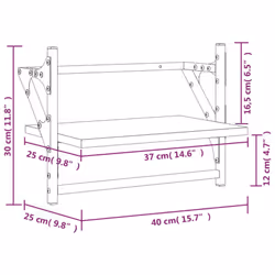 vidaXL Wall Shelves with Bars Floating Wall Rack Wall Mounted Shelf 2 pcs - black, 40 x 25 x 30 cm