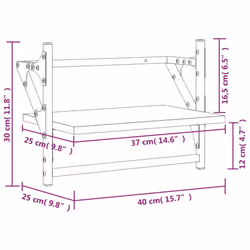 vidaXL Wall Shelves with Bars Floating Wall Rack Wall Mounted Shelf 2 pcs - sonoma oak, 40 x 25 x 30 cm
