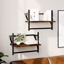 VidaXL 836242 shelve Wood, Metal Brown, Wood