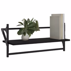 vidaXL Wall Shelves with Bars Floating Wall Rack Wall Mounted Shelf 2 pcs - black, 65 x 25 x 30 cm
