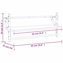 vidaXL Wall Shelves with Bars Floating Wall Rack Wall Mounted Shelf 2 pcs - black, 65 x 25 x 30 cm