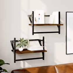 VidaXL 836247 shelve Wood, Metal Brown, Wood