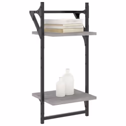 VidaXL 836256 shelve Wood, Metal Grey