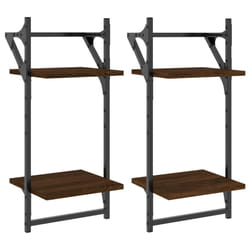 VidaXL 836257 shelve Wood, Metal Brown, Wood