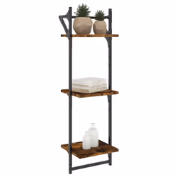 vidaXL Wall Shelves with Bars Wall Mounted Shelf Floating Shelf Rack 2 pcs - smoked oak, 30 x 25 x 100 cm
