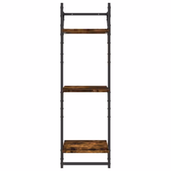 vidaXL Wall Shelves with Bars Wall Mounted Shelf Floating Shelf Rack 2 pcs - smoked oak, 30 x 25 x 100 cm - Additional view 4