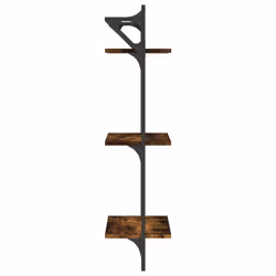 vidaXL Wall Shelves with Bars Wall Mounted Shelf Floating Shelf Rack 2 pcs - smoked oak, 30 x 25 x 100 cm - Additional view 5