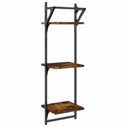vidaXL Wall Shelves with Bars Wall Mounted Shelf Floating Shelf Rack 2 pcs - smoked oak, 30 x 25 x 100 cm - Additional view 6