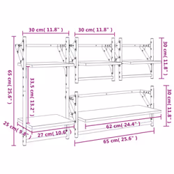 vidaXL Wall Shelf Set 4 Piece with Bars Wall Mounted Shelf Engineered Wood - black - Additional view 10