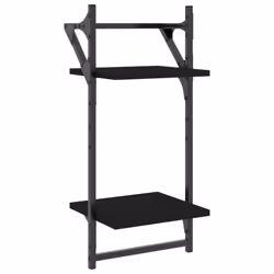 vidaXL Wall Shelf Set 4 Piece with Bars Wall Mounted Shelf Engineered Wood - black - Additional view 6