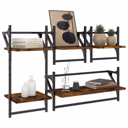 VidaXL 836265 shelve Wood, Metal Oak, Brown