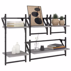 VidaXL 836266 shelve Wood, Metal Grey