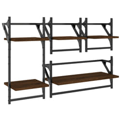 VidaXL 836267 shelve Wood, Metal Brown, Wood