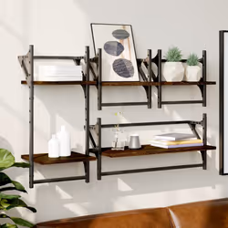 VidaXL 836267 shelve Wood, Metal Brown, Wood
