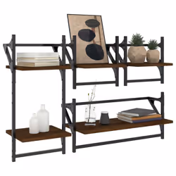 VidaXL 836267 shelve Wood, Metal Brown, Wood