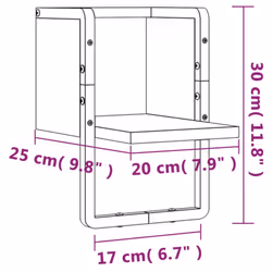 vidaXL Wall Shelf with Bar Floating Shelf Wall Mounted Shelf Display Wall Rack - brown oak, 20 x 25 x 30 cm