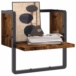 vidaXL Wall Shelf with Bar Floating Shelf Wall Mounted Shelf Display Wall Rack - smoked oak, 30 x 25 x 30 cm - Additional view 2