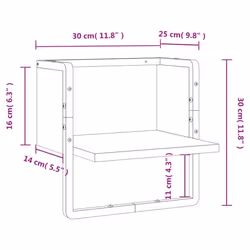 vidaXL Wall Shelf with Bar Floating Shelf Wall Mounted Shelf Display Wall Rack - smoked oak, 30 x 25 x 30 cm - Additional view 3