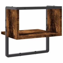 vidaXL Wall Shelf with Bar Floating Shelf Wall Mounted Shelf Display Wall Rack - smoked oak, 30 x 25 x 30 cm - Additional view 5