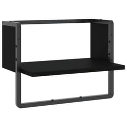 vidaXL Wall Shelf with Bar Floating Shelf Wall Mounted Shelf Display Wall Rack - black, 40 x 25 x 30 cm