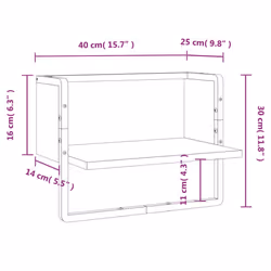 vidaXL Wall Shelf with Bar Floating Shelf Wall Mounted Shelf Display Wall Rack - black, 40 x 25 x 30 cm