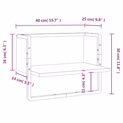 vidaXL Wall Shelf with Bar Floating Shelf Wall Mounted Shelf Display Wall Rack - brown oak, 40 x 25 x 30 cm