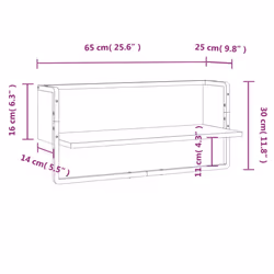 vidaXL Wall Shelf with Bar Floating Shelf Wall Mounted Shelf Display Wall Rack - grey sonoma, 65 x 25 x 30 cm