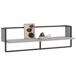 vidaXL Wall Shelf with Bar Floating Shelf Wall Mounted Shelf Display Wall Rack - grey sonoma, 100 x 25 x 30 cm