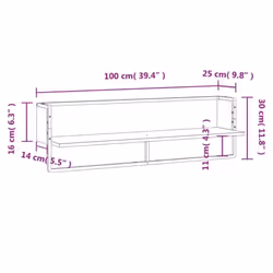 vidaXL Wall Shelf with Bar Floating Shelf Wall Mounted Shelf Display Wall Rack - grey sonoma, 100 x 25 x 30 cm