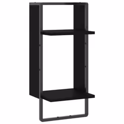 vidaXL Wall Shelf with Bar Floating Shelf Wall Mounted Shelf Display Wall Rack - black, 30 x 25 x 65 cm