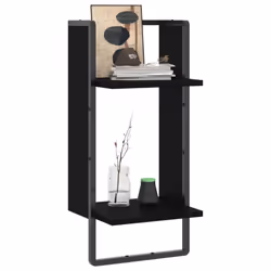 vidaXL Wall Shelf with Bar Floating Shelf Wall Mounted Shelf Display Wall Rack - black, 30 x 25 x 65 cm