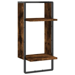 vidaXL Wall Shelf with Bar Floating Shelf Wall Mounted Shelf Display Wall Rack - smoked oak, 30 x 25 x 65 cm