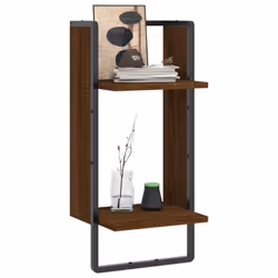 vidaXL Wall Shelf with Bar Floating Shelf Wall Mounted Shelf Display Wall Rack - brown oak, 30 x 25 x 65 cm
