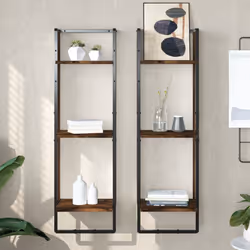 VidaXL 836305 shelve Wood, Metal Oak, Brown
