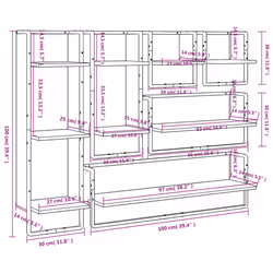 vidaXL Wall Shelf Set 6 Piece with Bars Wall Mounted Shelf Engineered Wood - grey sonoma - Additional view 3