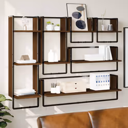 VidaXL 836317 shelve Wood, Metal Brown, Wood